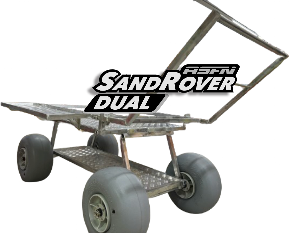 ASFN Sand Rover DUAL Beach Trolley with 4 x Vanhunks Small Wheels