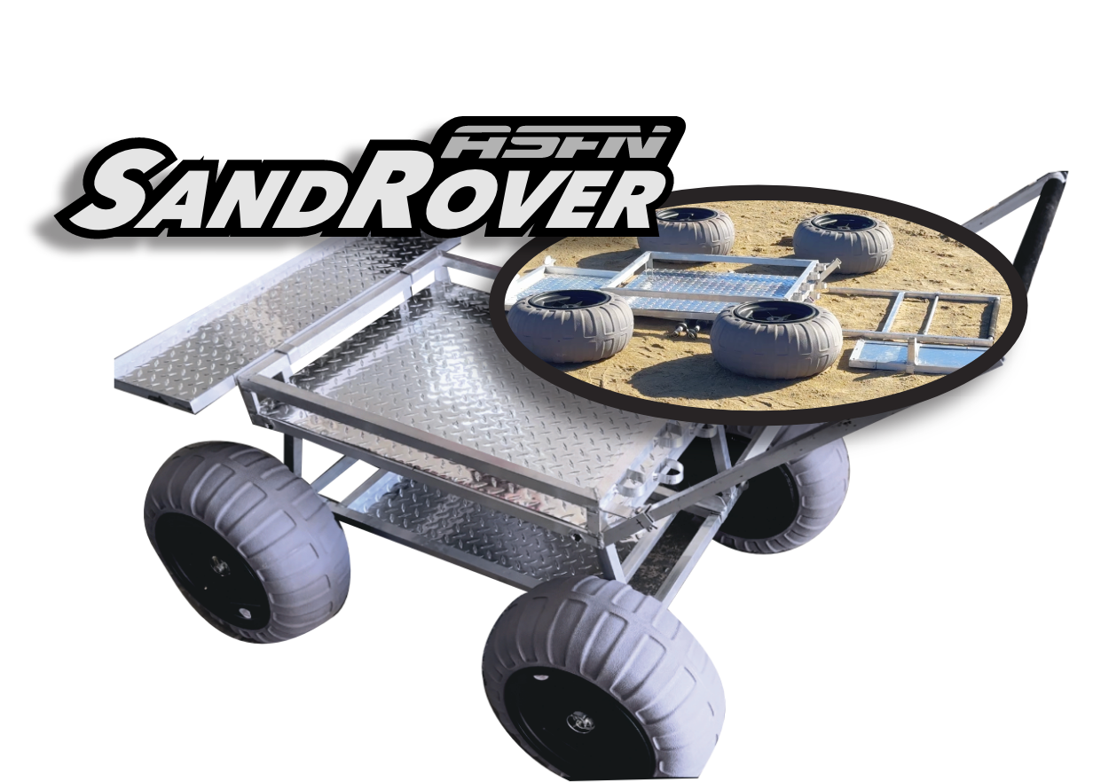 ASFN Sand Rover Beach Trolley with 4 x Vanhunks Small Wheels